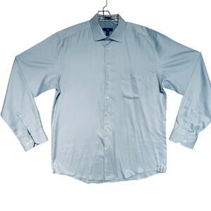 Egara Career Button Down Long Sleeves 100% Cotton Shirt Men 2XLT  Textured Blue